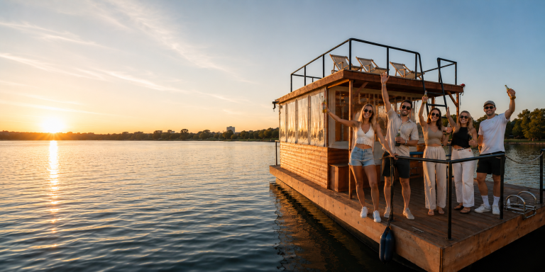 Schwimmendes Floß auf dem Berliner See